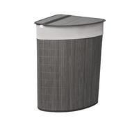 MantraRaj 58L Bamboo Laundry Basket Triangle Foldable Storage Hamper With Removable Cover Laundry Hamper with Lid Washing Clothes Basket Bin With Handle For Bedroom, Bathroom, Laundry (Grey)