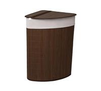 MantraRaj 58L Bamboo Laundry Basket Triangle Foldable Storage Hamper With Removable Cover Laundry Hamper with Lid Washing Clothes Basket Bin With Handle For Bedroom, Bathroom, Laundry (Dark Brown)