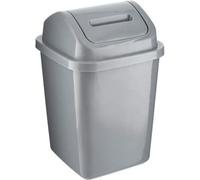 MantraRaj 5L Bathroom Bin Swing Top Dust Bin Plastic Waste Paper Basket Rubbish Trash Can Square Small Swing Top Desktop Kitchen Bathroom Garbage Office Dustbin 5 Litre (Grey)