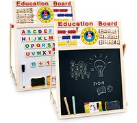 Mantraraj 6 in 1 Educational Learning Skills Activity Drawing Board Kids Easel Wooden Blackboard Whiteboard Child Drawing - Double Sided for Double The Fun with Chalks and Eraser, Magnetic Numbers