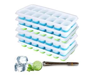 MantraRaj 6Pk Ice Cube Trays Silicone with Non-Spill LID & Tong, Easy to Remove Ice Tray, Flexible Silicone Ice Cube Moulds, Easy Stack Reusable Ice Trays for Freezer,Parties,Whiskey,Cocktail,Drinks