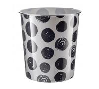 MantraRaj 7.7Litre Plastic Waste Paper Basket Bin Round Waste Basket Trash Can Lightweight Recycling Rubbish Bin for Home Office Kitchen Bedroom, Garbage Container Dustbin (Polka Dot Black)