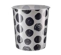 MANTRARAJ 7.7Litre Plastic Waste Paper Basket Bin Trash Can (Polka Dot Black) in White | Size: 1 Pack MANTRARAJ White 1 Pack