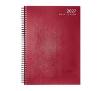 MantraRaj A5 2027 Spiral Bound Week To View Diary with Hardback Cover Red | Weekly Planner for Students, Teachers, Home, and Office Selection WTV Organizer Academic Organiser A5 Diaries