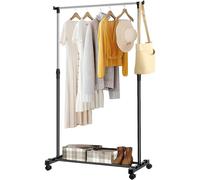 MantraRaj Adjustable Clothe Rail With Wheels Extendable Garment Hanging Rack Display Stand Portable Clothing Rail