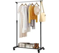 Mantraraj Adjustable Clothe Rail With Wheels Extendable Garment Hanging Rack Display Stand Portable Clothing Rail