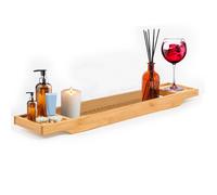 MantraRaj Bamboo Bath Caddy Tray Bridge Natural Wooden Bathtub Tray Rack Tidy Bath Rack Bath Accessories Bathroom Shelf Organizer Bath Table Bathroom Board Storage Bath Tub for Reading,Tablet