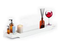 MantraRaj Bamboo Bath Caddy Tray Bridge White Wooden Bathtub Tray Rack Tidy Bath Rack Bath Accessories Bathroom Shelf Organizer Bath Table Bathroom Board Storage Bath Tub for Reading, Tablet, Kindle
