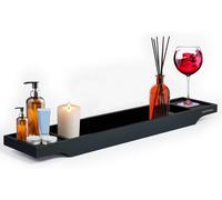 MANTRARAJ Bamboo Bath Caddy Tray Bridge Grey Wooden Bathtub Tray Rack Tidy Bath Table Rack White MANTRARAJ Grey