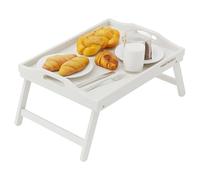 Mantraraj Bamboo Bed Table with Foldable Legs, Multipurpose Laptray Breakfast in Bed Tray, Snack Tray For Sofa, Laptop Stand - (White,60.5W x 30L x 23Hcm)