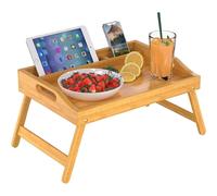 MANTRARAJ Bamboo Bed Tray Table With Handle & Foldable Legs Lap Desk Tray in Natural MANTRARAJ Natural