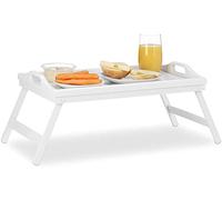 MantraRaj Bamboo Bed Tray Table With Handles & Foldable Legs Multipurpose Lap Tray For Breakfast Serving Tray In Bed, Sofa, Eating, Platters, Working, Drawing, Laptop Stand & Snack Tray (White)