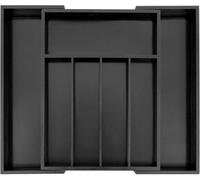 MantraRaj Bamboo Cutlery Drawer Organiser 5-7 Compartment Expandable Cutlery Tray for Drawer and Utensil Holder, Multi-Function Drawer Storage Kitchen Tray Utensil Rack Black