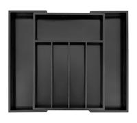 MantraRaj Bamboo Cutlery Drawer Organiser 5-7 Compartment Expandable Cutlery Tray for Drawer and Utensil Holder, Multi-Function Drawer Storage Kitchen Tray Utensil Rack Black