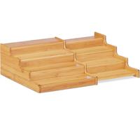 MANTRARAJ Bamboo Expandable Spice Rack Organizer 4-Tier Kitchen Cabinet in Brown MANTRARAJ Brown