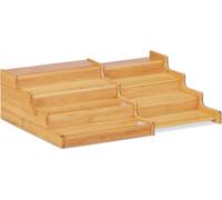 Mantraraj Bamboo Expandable Spice Rack Organizer 4-Tier Kitchen Cabinet Space Saver