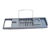 MantraRaj Extendable Bath Tub Caddy Bathroom Trays with Tablet Phone Slots, Candle Mug/Cup Holder, Bathroom Organiser Soap Holder Tray for a Home-Spa Experience Fits Most Bath Sizes Grey