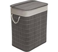 MANTRARAJ Bamboo Foldable Laundry Basket With Lid 65L Square Hamper Basket with Lid in Grey MANTRARAJ Grey