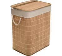 MANTRARAJ Bamboo Foldable Laundry Basket With Lid 65L Square Hamper Basket with Lid in Natural MANTRARAJ Natural
