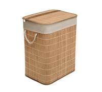 MantraRaj Bamboo Foldable Laundry Basket With Lid 65L Square Hamper Basket with Removable Liner Divided Storage Organizer Washing Baskets for Laundry Bathroom Laundry Bin Storage Box (Brown)
