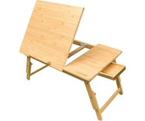 MantraRaj Bamboo Laptop Desk Adjustable Height with Drawer Ideal for Bed, Sofa or Floor Lapdesk Study Table Bed Desk
