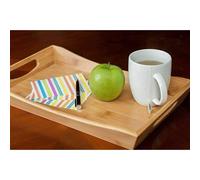 MANTRARAJ Bamboo Serving Tray With Handles Curve Serving Platter Wooden Breakfast Tray in Brown | Size: 1 Pack MANTRARAJ Brown 1 Pack