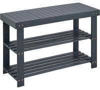 MANTRARAJ Bamboo Shoe Bench 3-Tier Shoe Rack Stand Shoes Organizer Storage Shelf Grey MANTRARAJ Grey