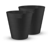 Mantraraj Black Pack Of 2 Plastic Waste Paper Bin 6L Round Waste Basket Trash Can Lightweight Rubbish Bin Open-Top Design