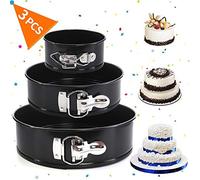 Mantraraj Cake Tin Set Nonstick and Leakproof 3 Pieces Cake Pan/Springform Cake Tin/Cheesecake 3 Tier Wedding Cake Pan Set with Removable Bottom