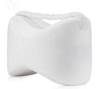 MANTRARAJ Comfort Therapy Knee Pillows Memory Foam Leg Pillow with Elastic Strap in White MANTRARAJ White