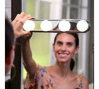MantraRaj Cordless Professional Portable Studio Glow Vanity Make Up Light Super Bright 4 LED Bulbs Battery Powered with Suction Cups for Dressing Table Bedroom Bathroom Kitchen Mirror (1 PCS)