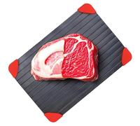 MantraRaj Defrosting Tray, Aluminium Meat Thaw Plate with Grooves & Spill-Proof Silicone Angles, Defrosting Board Kitchen Accessories for fast Thawing Frozen Foods - Non-Stick 21 x 30 x 2.1cm