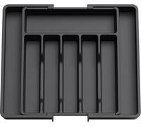 Mantraraj Expandable Cutlery Utensil Holder Tray Adjustable Kitchen Drawer Organiser Compartment Cutlery Tray Black