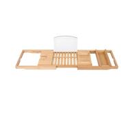 MantraRaj Expandable Natural Bamboo Bath Caddy Bridge Premium Bathtub Organiser Book Rest Wine Glass Holder Mobile Tablet Support Tray