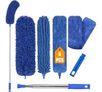 MANTRARAJ Extendable Feather 6PCS Duster Cleaning Kit Microfiber with Telescoping Extension Pole 100 Inch - 6PCS Duster Cleaning Kit - Blue