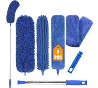 MantraRaj Extendable Feather 6PCS Duster Cleaning Kit - Microfiber with Telescoping Extension Pole 100 Inch, Reusable Bendable Dusters, Washable for Cleaning High Ceilings Fans Cobwebs, Furniture