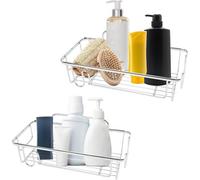 MANTRARAJ Flat Wall Shower Caddy Pack Of 2 Caddy Organiser Large & Small in Silver MANTRARAJ Silver