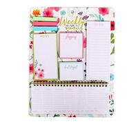 MantraRaj Floral Flowers Pastel Hanging Weekly Planner Sticky Notes Notepad Set Shopping List Calender 8 Items