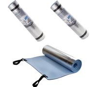 MANTRARAJ Foam Yoga & Camping Mat Set of 2 Waterproof Insulated Roll-Up Indoor Outdoor Foam Sleeping Mats in Blue MANTRARAJ Blue