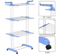 MANTRARAJ Foldable Extra Large 4 Tier Bedroom Outdoor Clothes Airer Laundry Rack in Blue MANTRARAJ Blue