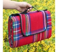 MANTRARAJ Foldable Picnic Blanket with Carrying Handle Strap Waterproof Beach Blanket Garden Camping Mat in Red MANTRARAJ Red