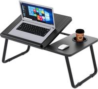 MANTRARAJ Folding Laptop Bed Table Cup Holder Portable Lap Standing Desk in Black MANTRARAJ Black