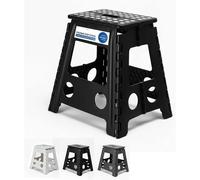 MANTRARAJ Folding Step Stool Multi Purpose Heavy Duty With Grip 29x22x45cm Large in Black | Size: 29 x 22 x 45 cm MANTRARAJ Black 29 x 22 x 45 cm