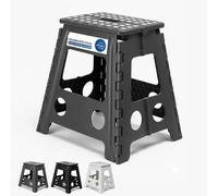 MANTRARAJ Folding Step Stool Multi Purpose Heavy Duty With Grip 29x22x45cm Large in Grey | Size: 29 x 22 x 45 cm MANTRARAJ Grey 29 x 22 x 45 cm