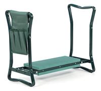 MANTRARAJ Garden Kneeler 2-in-1 Foldable Bench With Tool Pouch & Kneeling Pad in Green MANTRARAJ Green