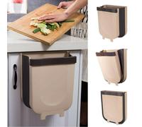 MANTRARAJ Hanging Trash Can Folded Collapsible Trash Bin Compact Garbage Can 10L Wall Mounted Waste Bin in Brown | Size: 1 Pack MANTRARAJ Brown 1 Pack