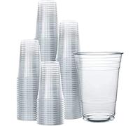 MantraRaj Heavy Duty Clear Half Pint Plastic Cups Strong Drinking Cups Clear Strong PET Plastic Disposable Cups Pint Glasses Tumblers | Ideal Beer Cup Ice Coffee, Juice, Bubble Tea, BBQs 10oZ (100)