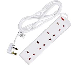 MantraRaj Heavy Duty Extension Lead Extension Plug 4 Way Power Adapter Socket Long Extension Lead Mains Powers Gang Way Adapter Surge Protection Multi Socket Mains Strip For Home Office (5M White)