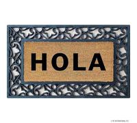 MantraRaj Heavy Duty Non-slip Welcome Hola Doormat PVC Grill Rubber Outdoor Coir Door with Rubber Backing Floor Mat 45 X 75CM Dirt Scrapper Removes for Front Door, Patio & Entrance (Hola)