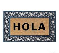 MantraRaj Heavy Duty Non-slip Welcome Hola Doormat PVC Grill Rubber Outdoor Coir Door with Rubber Backing Floor Mat 45 X 75CM Dirt Scrapper Removes for Front Door, Patio & Entrance (Hola)